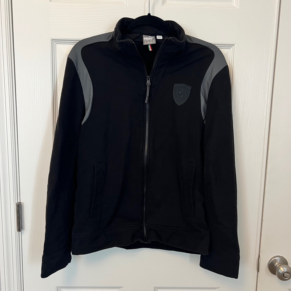 Puma X Ferrari Mens Black/Gray Full Zip Racing Jacket Size M